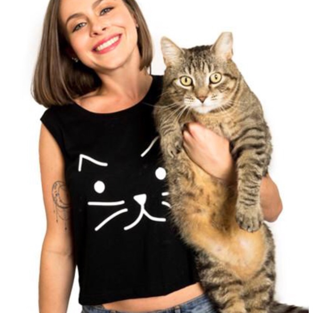 Meowingtons Cat face Crop Top